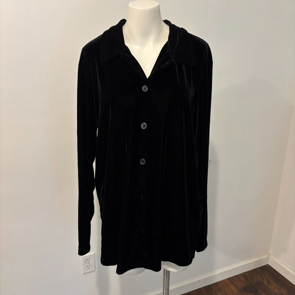 Talbots size XL Boho Whimsygoth Witchy Velvet Button Up Blouse Top
